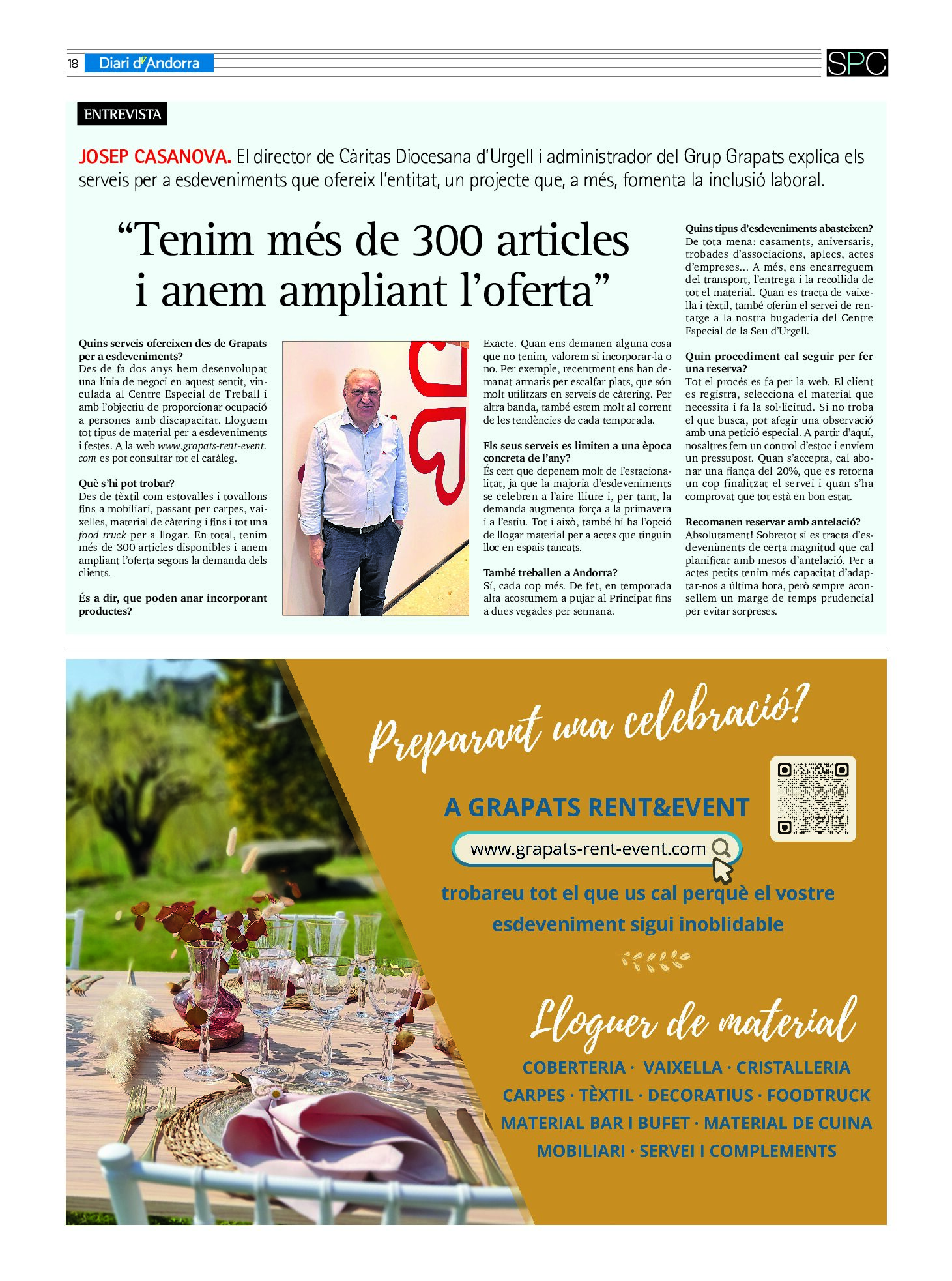 ENTREVISTA AL «DIARI D’ANDORRA»